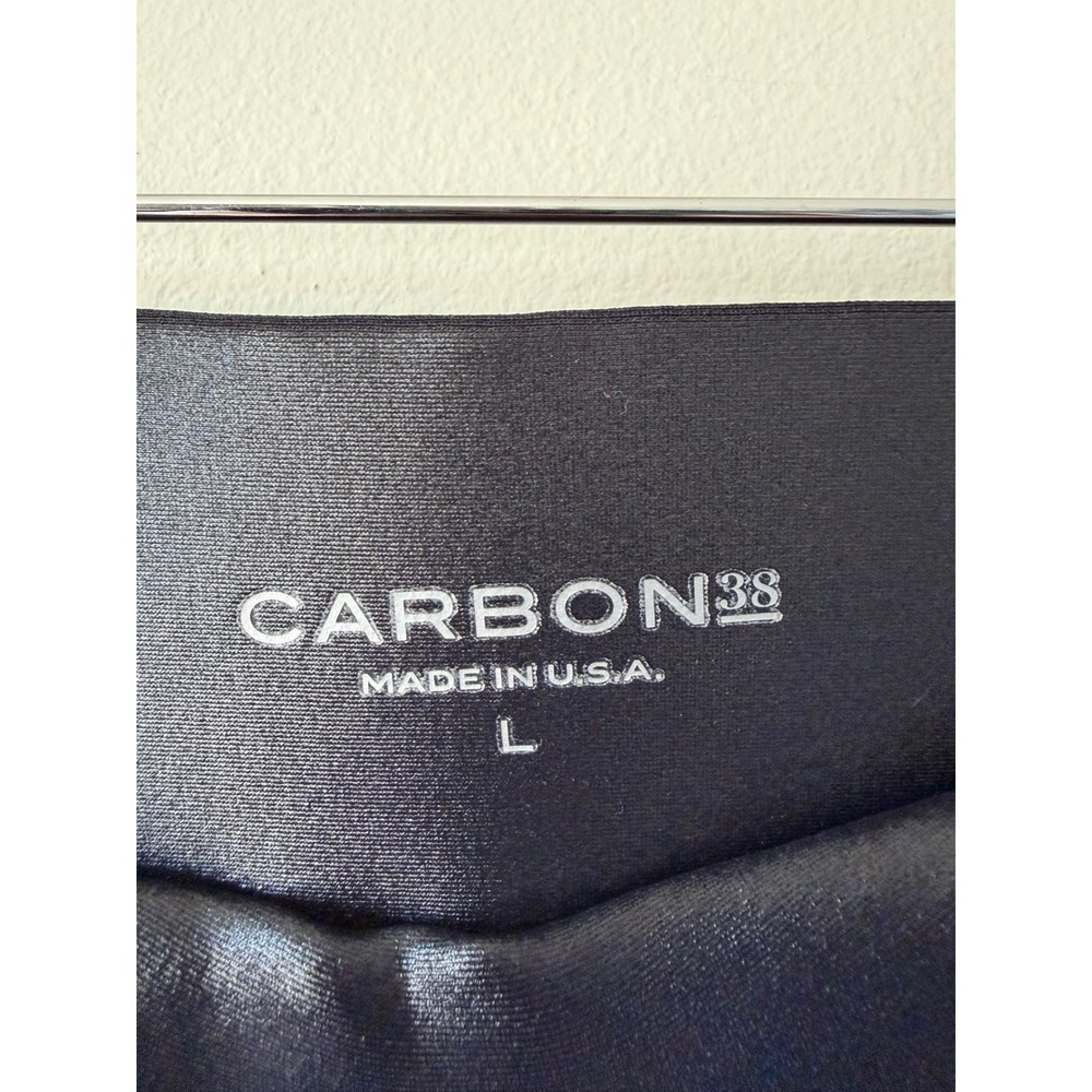 Carbon38 Leggings L Black Shiny Liquid High Rise Edgy Moto - Picture 3 of 4